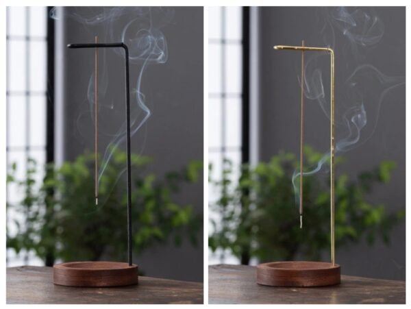 Porte encens suspendu en bois et métal