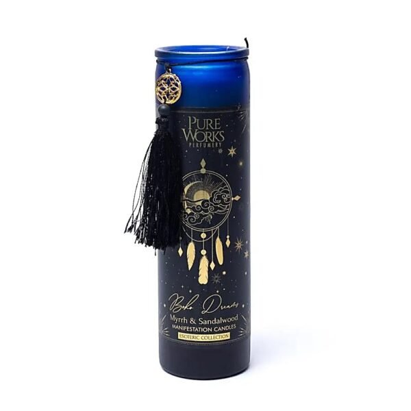 Bougie d'intention Boho Dreams en verre avec pompon
