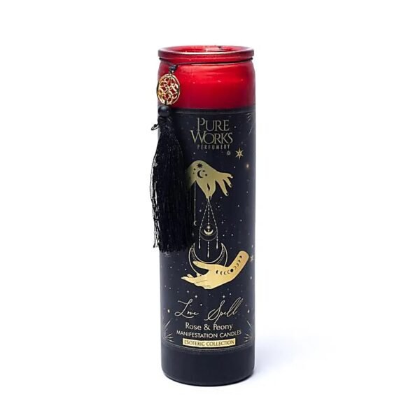 Bougie d'intention Love Spell en verre avec pompon