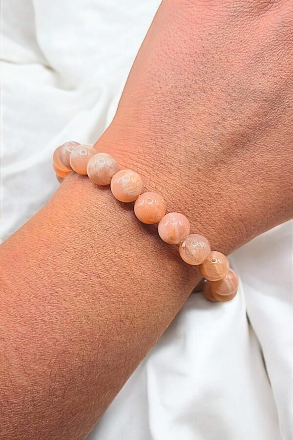 Bracelet Pierre de lune pêche 8 mm – Image 2