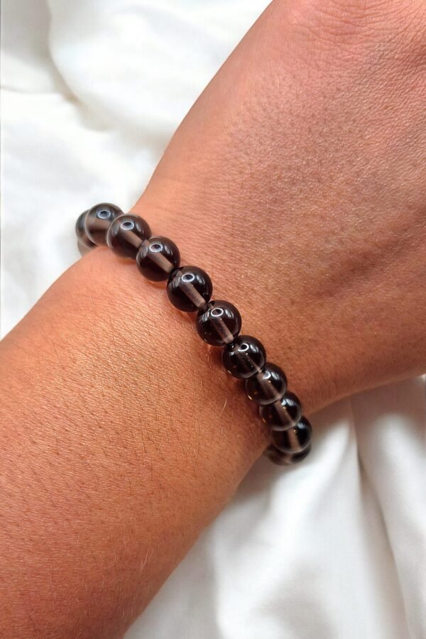 Bracelet perle en Quartz-fumé