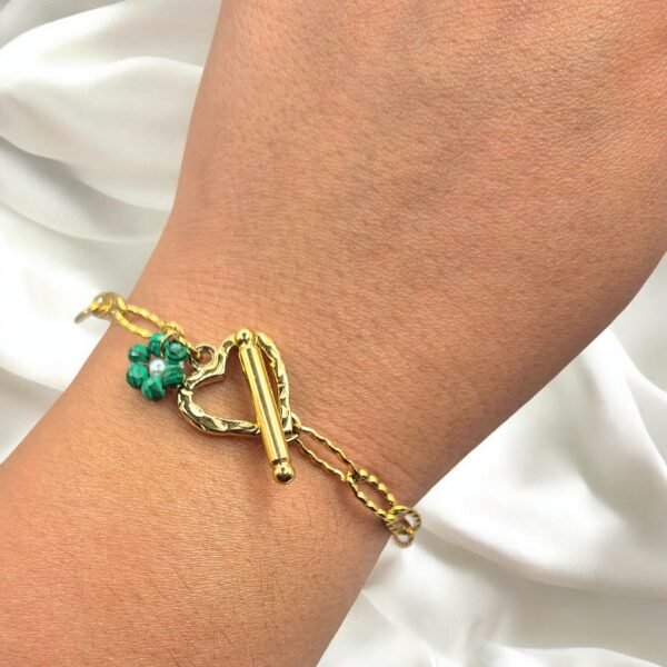 Bracelet en acier inoxydable doré fermoir coeur – Image 6