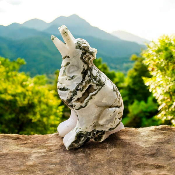 Magnifique loup en agate mousse