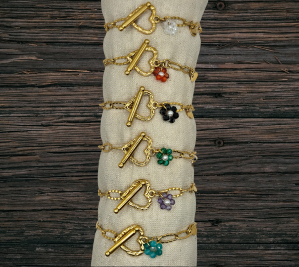 Bracelet en acier inoxydable doré fermoir coeur