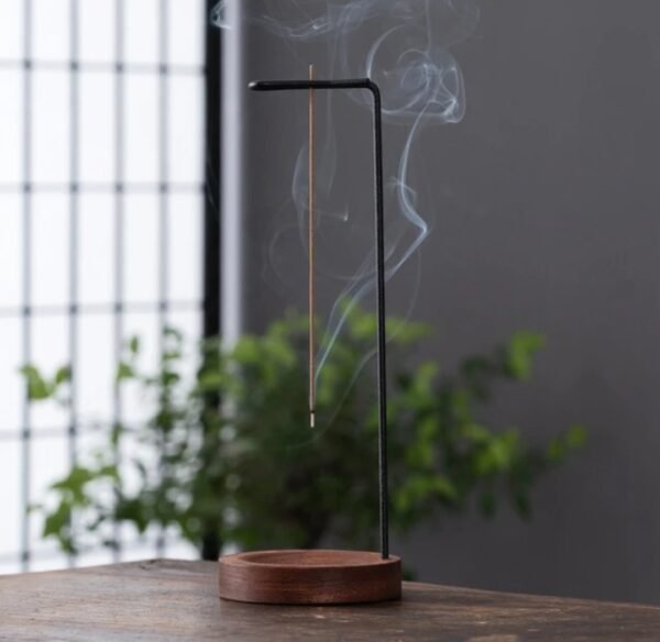 Porte encens suspendu en bois et métal - Image 3