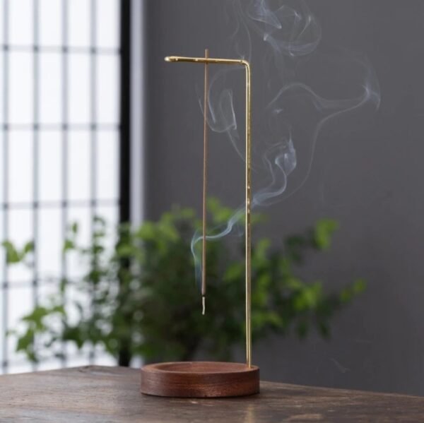 Porte encens suspendu en bois et métal - Image 4