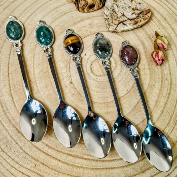 Cuillères avec cabochon pierre semi-précieuse