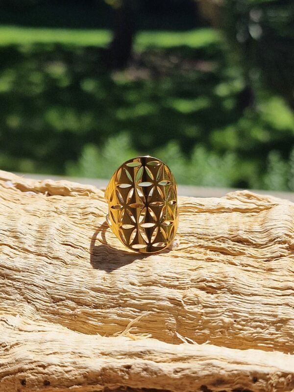 Bague Fleur de vie en acier inoxydable réglable – Image 5