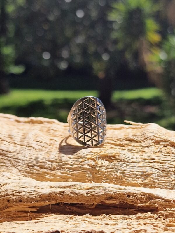 Bague Fleur de vie en acier inoxydable réglable - Image 5