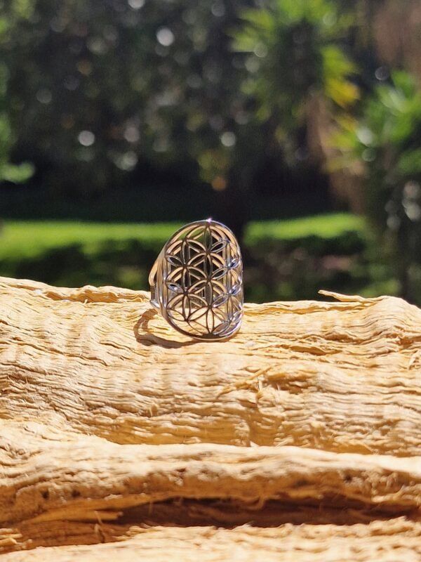 Bague Fleur de vie en acier inoxydable réglable - Image 6