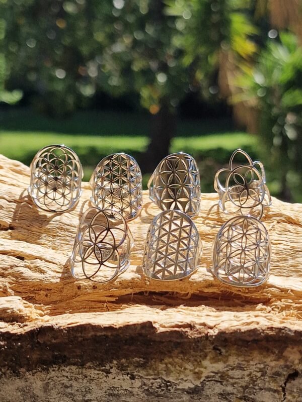 Bague Fleur de vie en acier inoxydable réglable