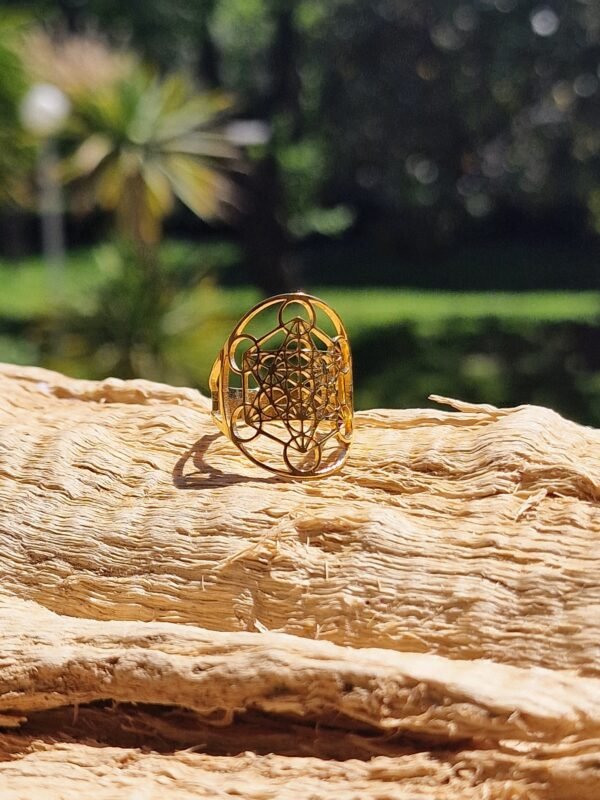 Bague symbole métatron en acier inoxydable doré ou argent - Image 2