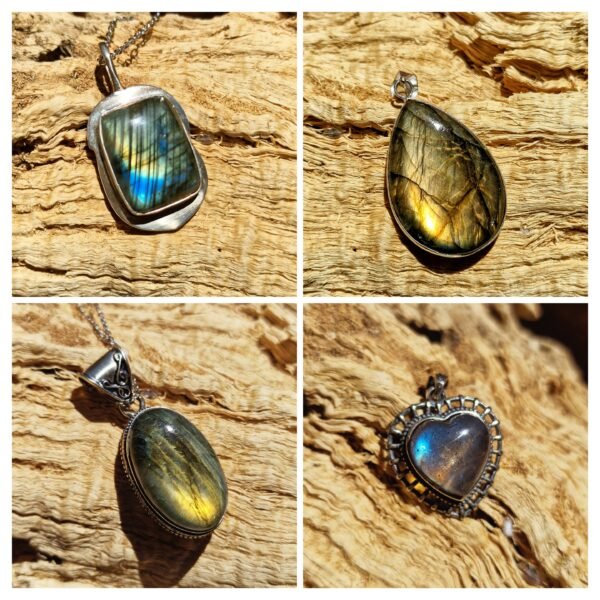 Collier pendentif labradorite en argent 925