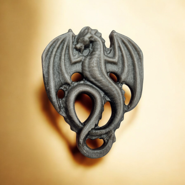 Dragon en Obsidienne noire argenté