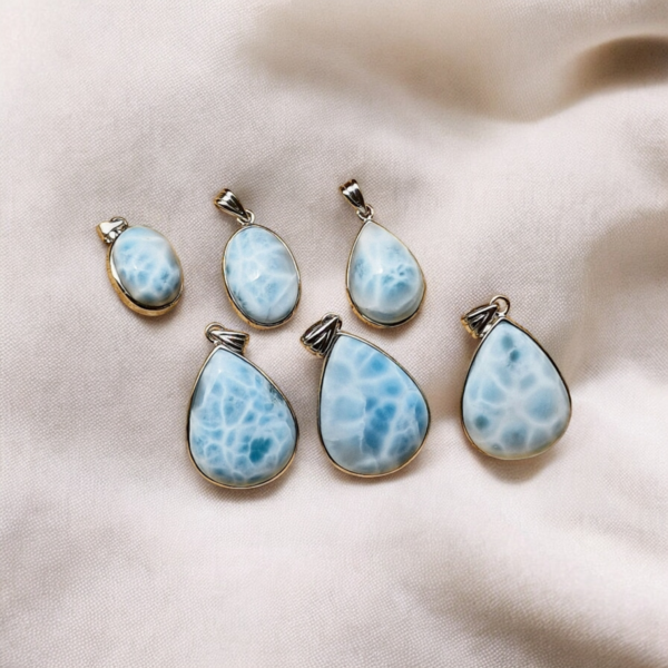 Collier pendentif en Larimar argent