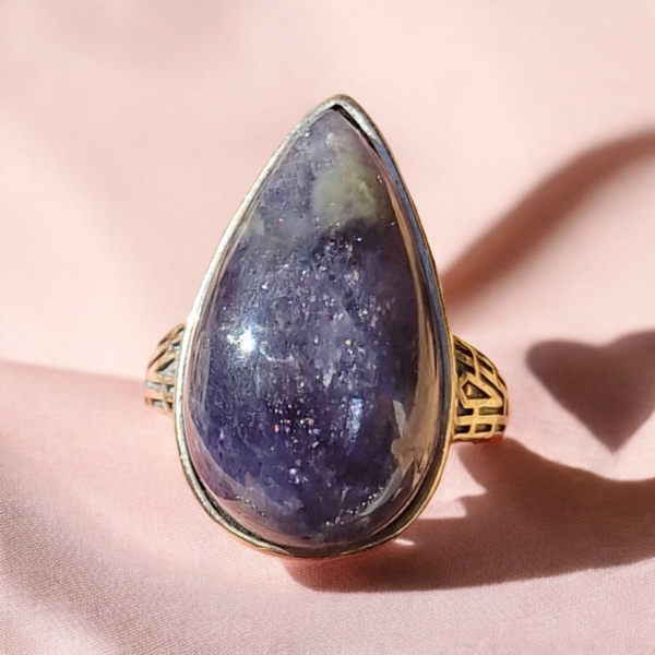 Bague en argent 925 réglable et pierre Iolite - Image 2