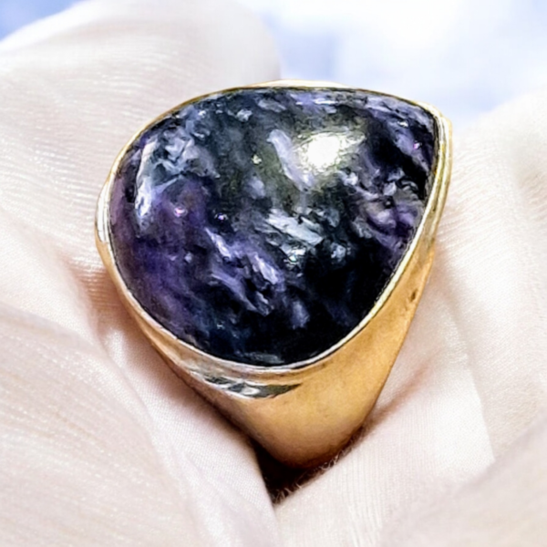 Bague Argent avec pierre Charoite taille 60